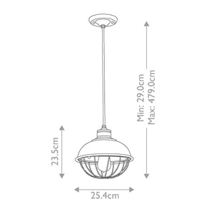 Feiss Pendant from the Urban Renewal range. Urban Renewal  1 Light Pendant - Antique Forged Iron Product Code = FE-URBANRWL-P-B
