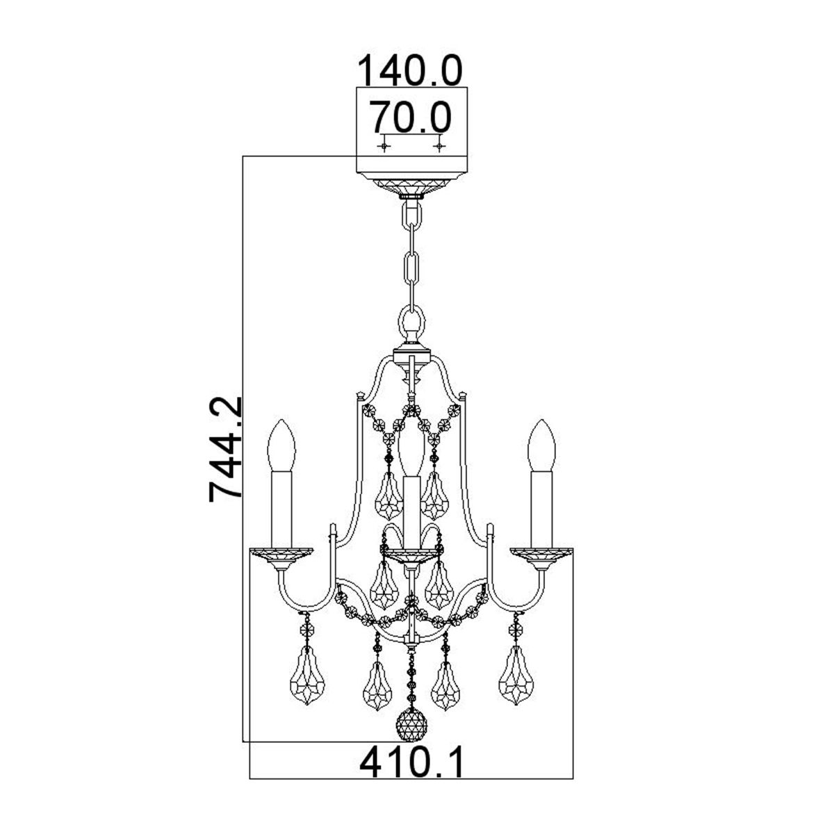 Feiss Chandelier from the Valentina range. Valentina 4 Light Chandelier – SKU FE-VALENTINA4