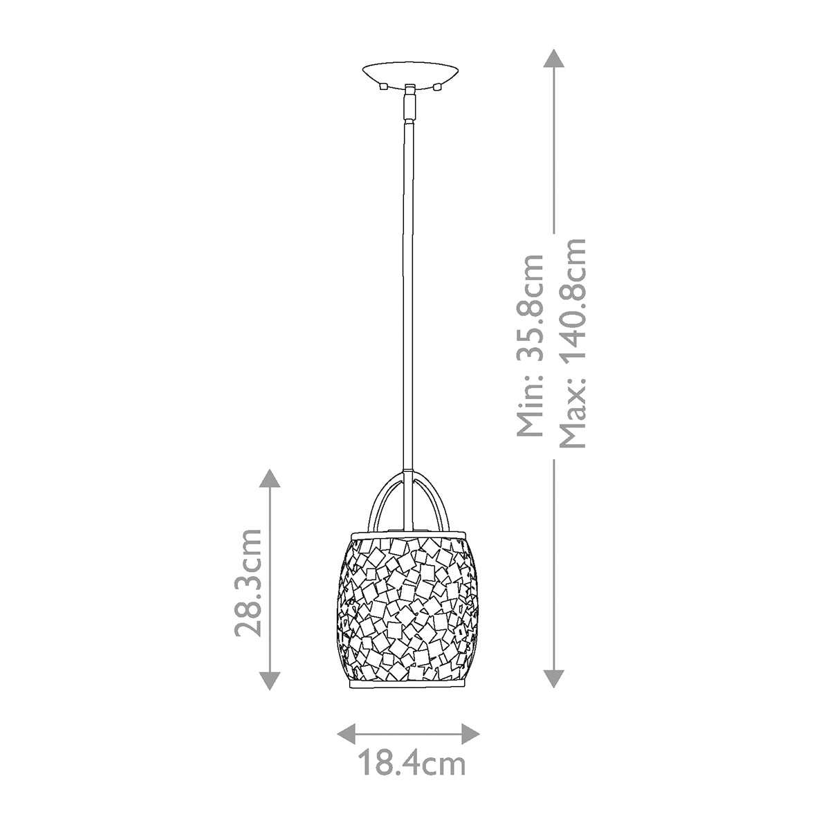 Feiss Pendant from the Zara range. Zara 1 Light Mini Pendant  Product Code = FE-ZARA-P