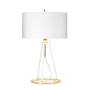 Elstead Lighting Table Lamp from the Ferrara range. Ferrara Table Lamp - White and Polished Gold Product Code = FERRARA-TL-WPG