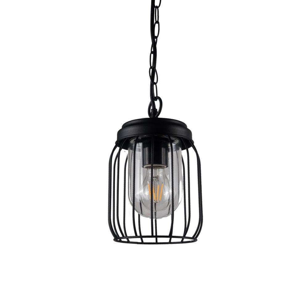 Magnalux FIN01PBL Finch IP44 Black Cage Hanging Pendant Light