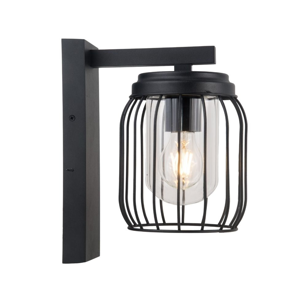 Magnalux FIN01WLBL Finch IP44 Black Cage Wall Light