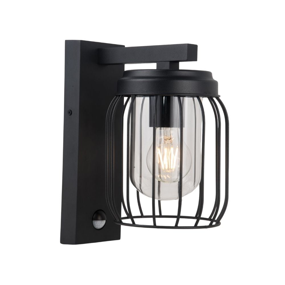 Magnalux FIN01WLBL-PIR Finch IP44 Black Cage Wall Light with PIR Sensor