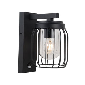 Magnalux FIN01WLBL-PIR Finch IP44 Black Cage Wall Light with PIR Sensor