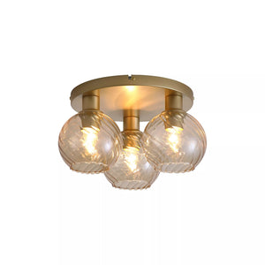 Searchlight Electric Radiance 3Lt Flush, Gold Metal and Champagne Glass 44521CP