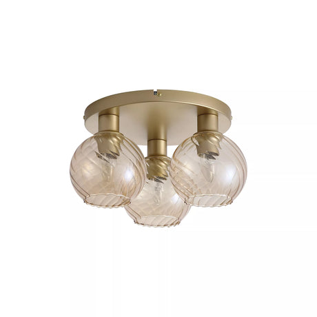 Searchlight Electric Radiance 3Lt Flush, Gold Metal and Champagne Glass 44521CP