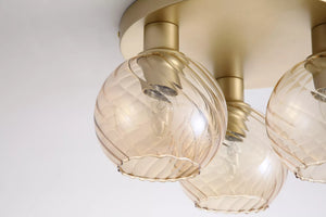 Searchlight Electric Radiance 3Lt Flush, Gold Metal and Champagne Glass 44521CP