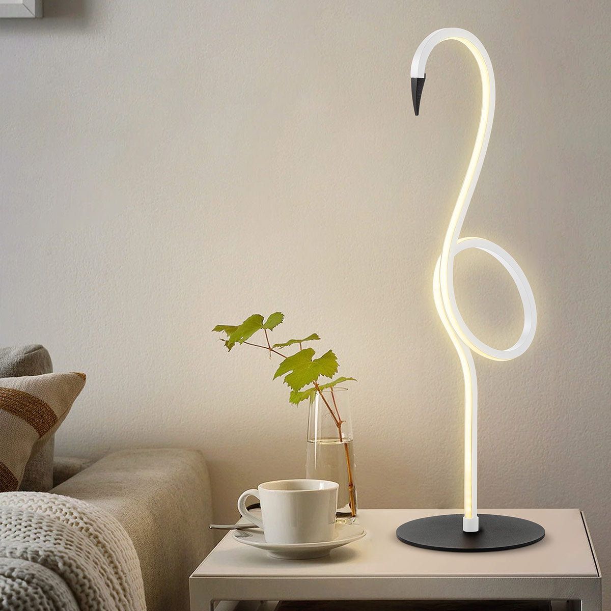 Elstead Lighting Table Lamp from the Flamingo range. Flamingo LED Table Lamp - White  Product Code = FLAMINGO-TL-WHT