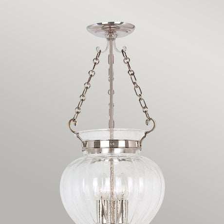 Elstead Lighting Pendant from the Finsbury Park range. Finsbury Park 3 Light Medium Pendant Product Code = FP-P-M-POL-NCKL