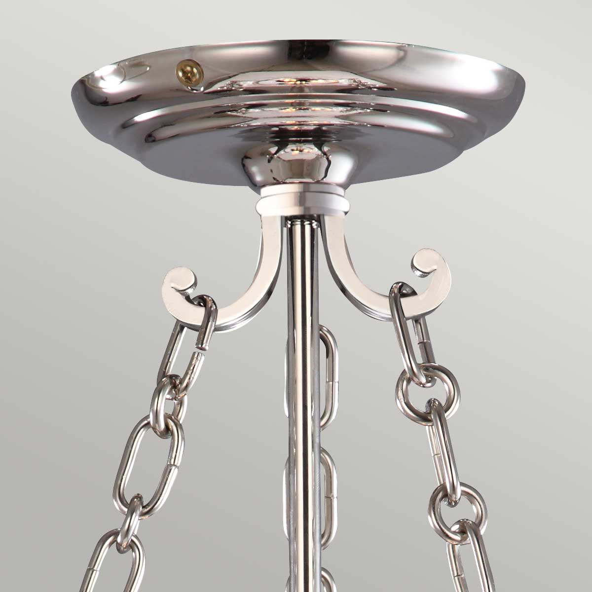 Elstead Lighting Pendant from the Finsbury Park range. Finsbury Park 3 Light small Pendant Product Code = FP-P-S-POL-NCKL