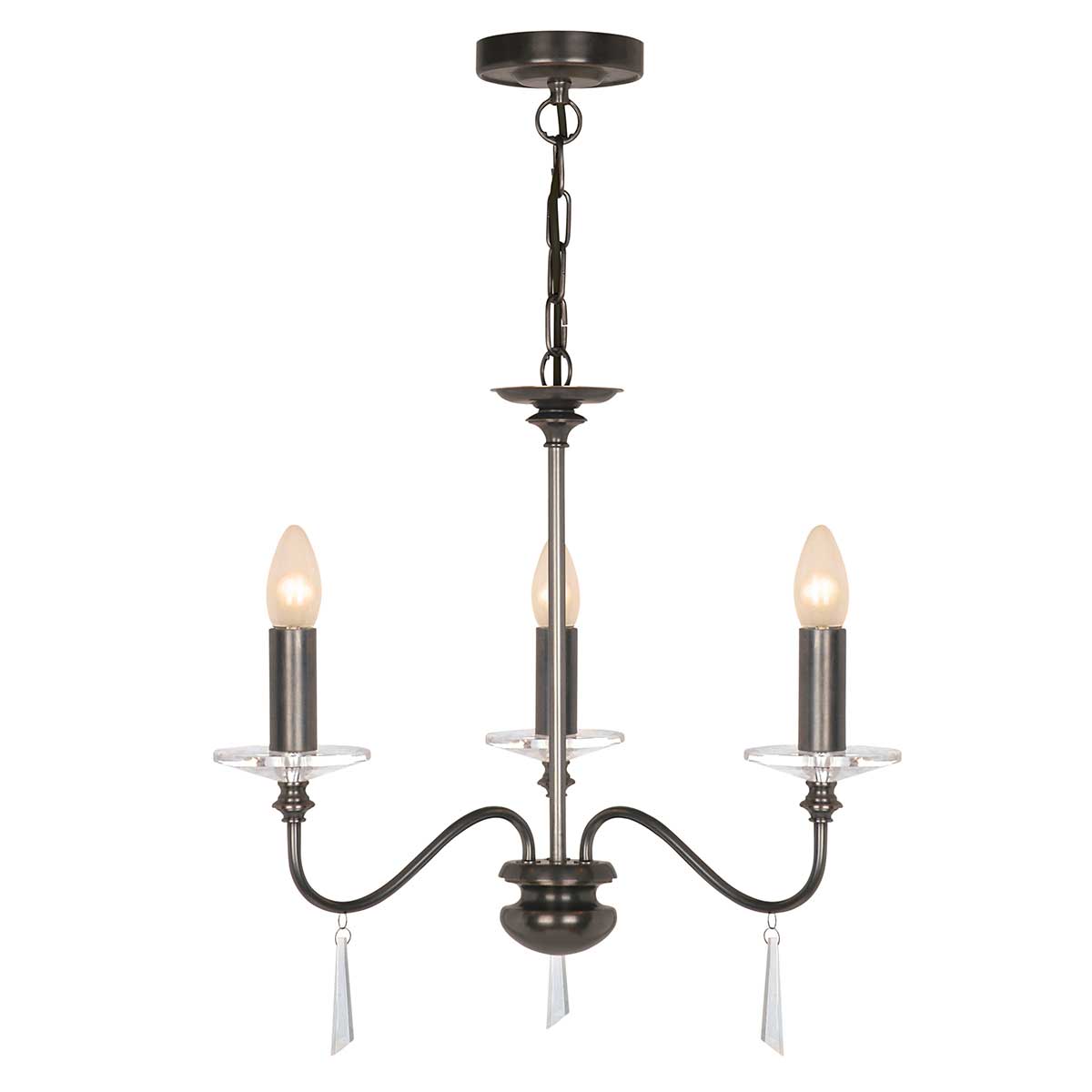 Elstead Lighting Chandelier from the Finsbury Park  range. Finsbury Park 3 Light Chandelier Product Code = FP3-OLD-BRZ