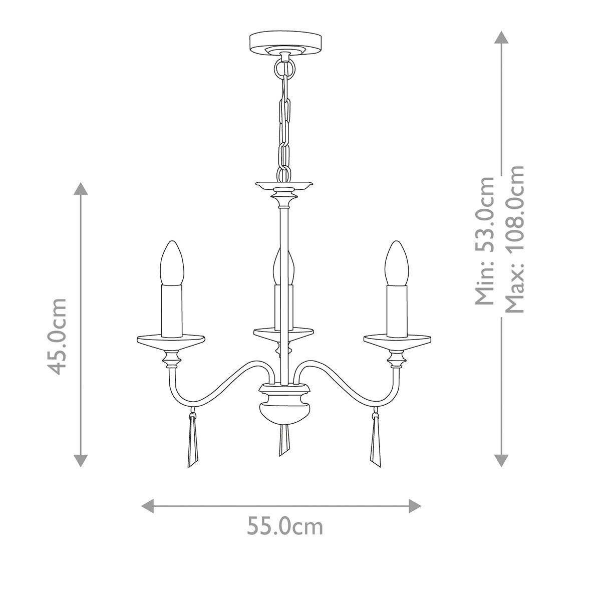 Elstead Lighting Chandelier from the Finsbury Park  range. Finsbury Park 3 Light Chandelier Product Code = FP3-OLD-BRZ