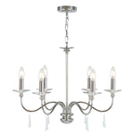 Elstead Lighting Chandelier from the Finsbury Park range. Finsbury Park 6 Light Chandelier Product Code = FP6-POL-NICKEL