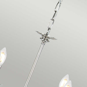 Elstead Lighting Chandelier from the Finsbury Park range. Finsbury Park 6 Light Chandelier Product Code = FP6-POL-NICKEL