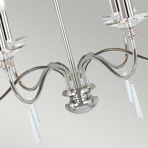 Elstead Lighting Chandelier from the Finsbury Park range. Finsbury Park 6 Light Chandelier Product Code = FP6-POL-NICKEL
