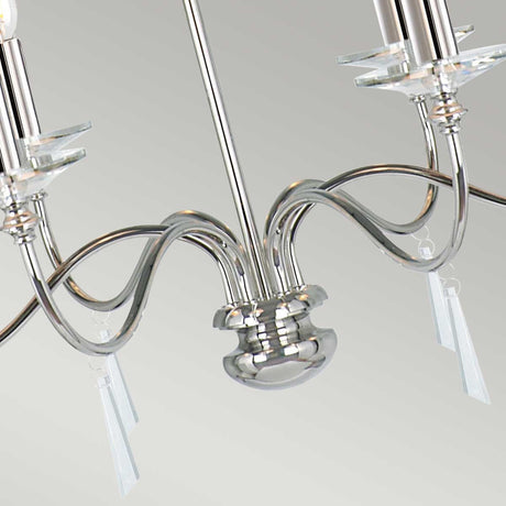 Elstead Lighting Chandelier from the Finsbury Park range. Finsbury Park 6 Light Chandelier Product Code = FP6-POL-NICKEL