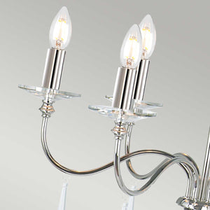 Elstead Lighting Chandelier from the Finsbury Park range. Finsbury Park 6 Light Chandelier Product Code = FP6-POL-NICKEL