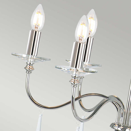 Elstead Lighting Chandelier from the Finsbury Park range. Finsbury Park 6 Light Chandelier Product Code = FP6-POL-NICKEL