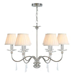 Elstead Lighting Chandelier from the Finsbury Park range. Finsbury Park 6 Light Chandelier Product Code = FP6-POL-NICKEL