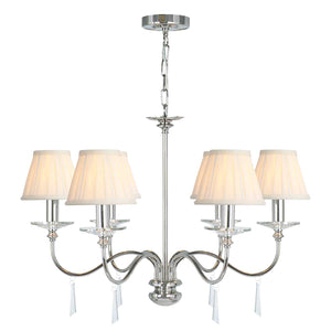 Elstead Lighting Chandelier from the Finsbury Park range. Finsbury Park 6 Light Chandelier Product Code = FP6-POL-NICKEL