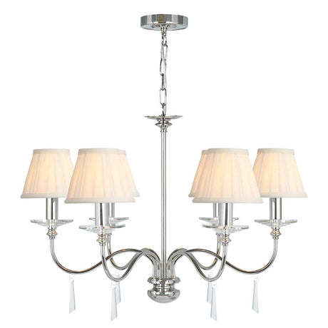 Elstead Lighting Chandelier from the Finsbury Park range. Finsbury Park 6 Light Chandelier Product Code = FP6-POL-NICKEL