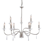 Elstead Lighting Chandelier from the Finsbury Park range. Finsbury Park 9 Light Chandelier Product Code = FP9-POL-NICKEL