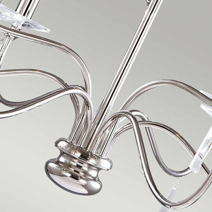 Elstead Lighting Chandelier from the Finsbury Park range. Finsbury Park 9 Light Chandelier Product Code = FP9-POL-NICKEL