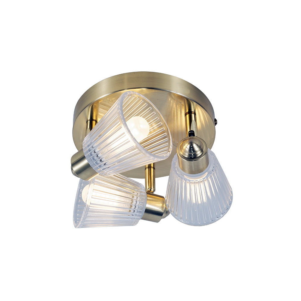 Magnalux Gatsby 3 Light Bathroom Ceiling Light Satin Brass Part Number - GAT03SB