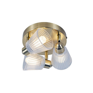 Magnalux Gatsby 3 Light Bathroom Ceiling Light Satin Brass Part Number - GAT03SB