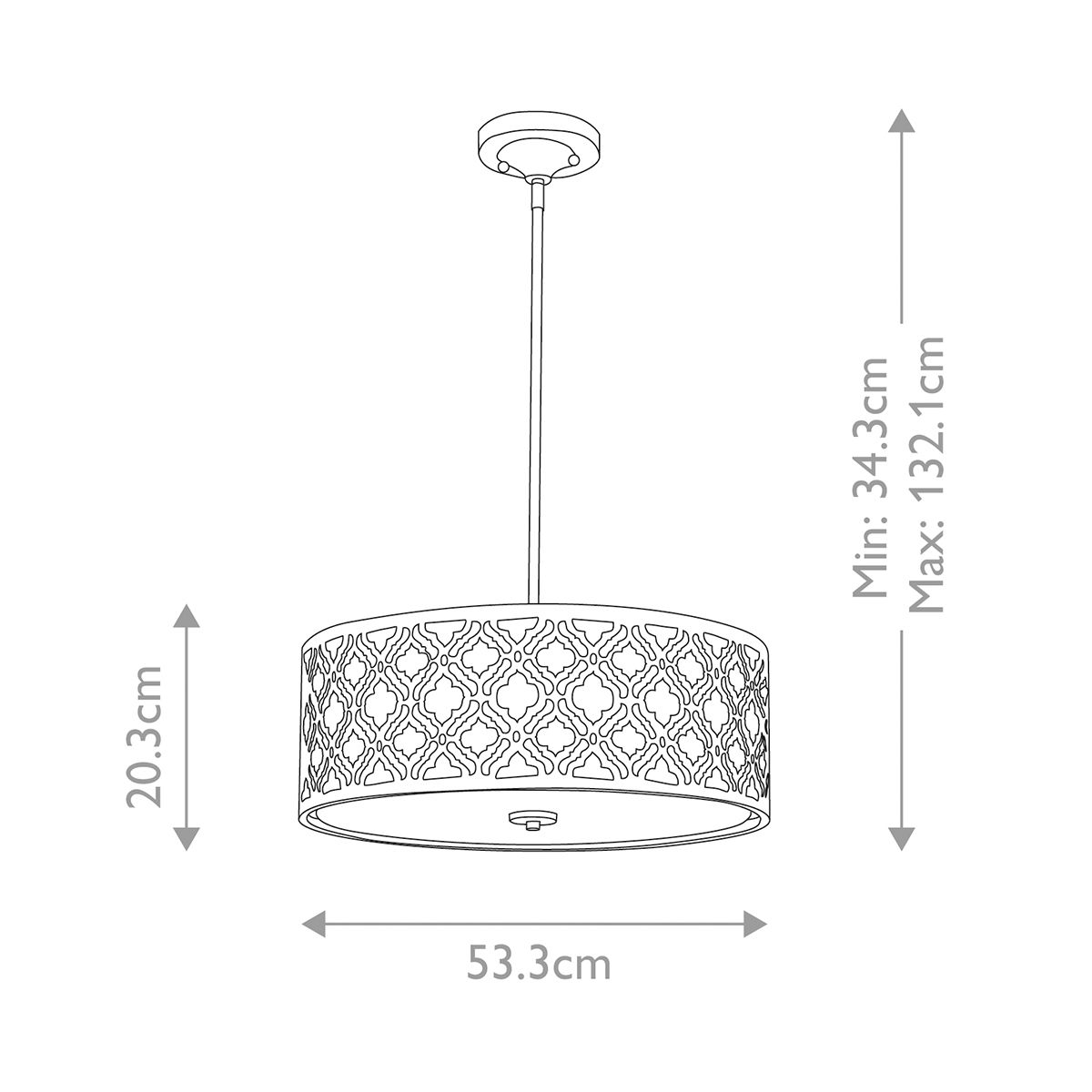 Gilded Nola Pendant from the Arabella range. Arabella 3 Light Duo-Mount Large Pendant – SKU GN-ARABELLA-P-L
