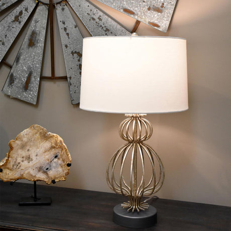 Gilded Nola Table Lamp from the Lafitte range. Lafitte 1 Light Table Lamp  - Distressed Silver Product Code = GN-LAFITTE-TL-SV