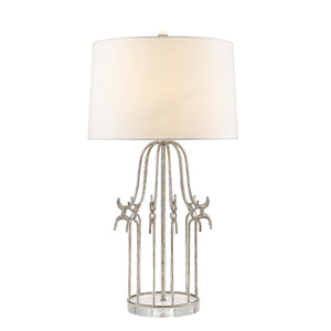 Gilded Nola Table Lamp from the Stella range. Stella 1 Light Table Lamp - Distressed Silver Product Code = GN-STELLA-TL-SV