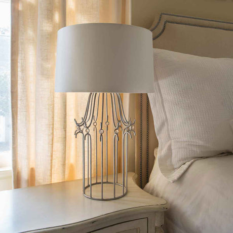 Gilded Nola Table Lamp from the Stella range. Stella 1 Light Table Lamp - Distressed Silver Product Code = GN-STELLA-TL-SV
