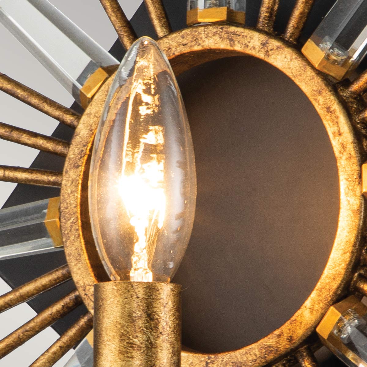 Gilded Nola Wall Light from the Sun King range. Sun King 1lt Wall Light - Gold Leaf Product Code = GN-SUN-KING-1-G