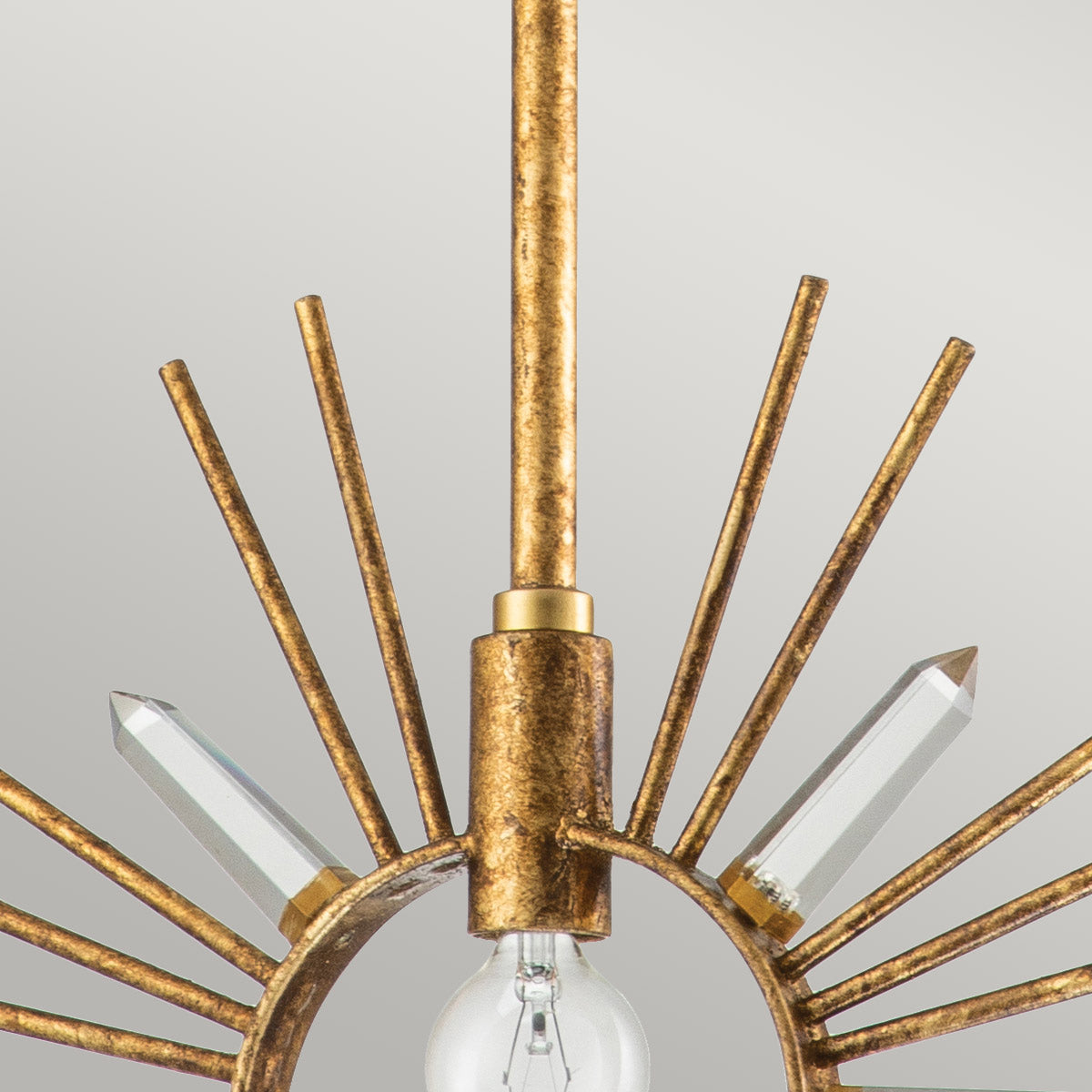 Gilded Nola Pendant from the Sun King range. Sun King 1lt Pendant - Gold Leaf Product Code = GN-SUN-KING-P-G