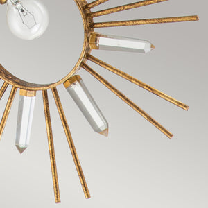 Gilded Nola Pendant from the Sun King range. Sun King 1lt Pendant - Gold Leaf Product Code = GN-SUN-KING-P-G