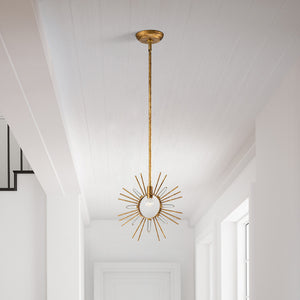 Gilded Nola Pendant from the Sun King range. Sun King 1lt Pendant - Gold Leaf Product Code = GN-SUN-KING-P-G