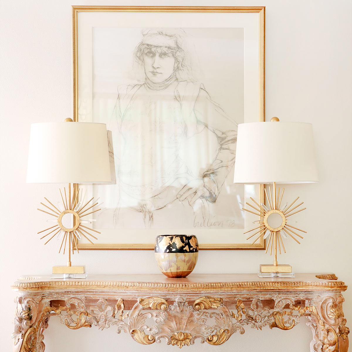 Gilded Nola Table Lamp from the Sun King range. Sun King 1 Light Table Lamp  Product Code = GN-SUN-KING-TL