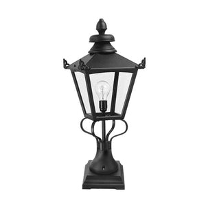 Elstead Lighting Pedestal Lantern from the Grampian range. Grampian 1 Light Pedestal Lantern Product Code = GN1-BLACK