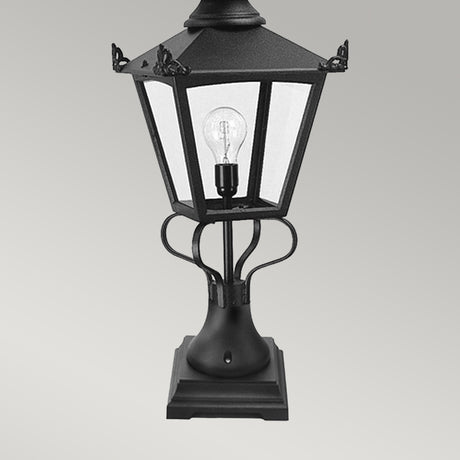 Elstead Lighting Pedestal Lantern from the Grampian range. Grampian 1 Light Pedestal Lantern Product Code = GN1-BLACK