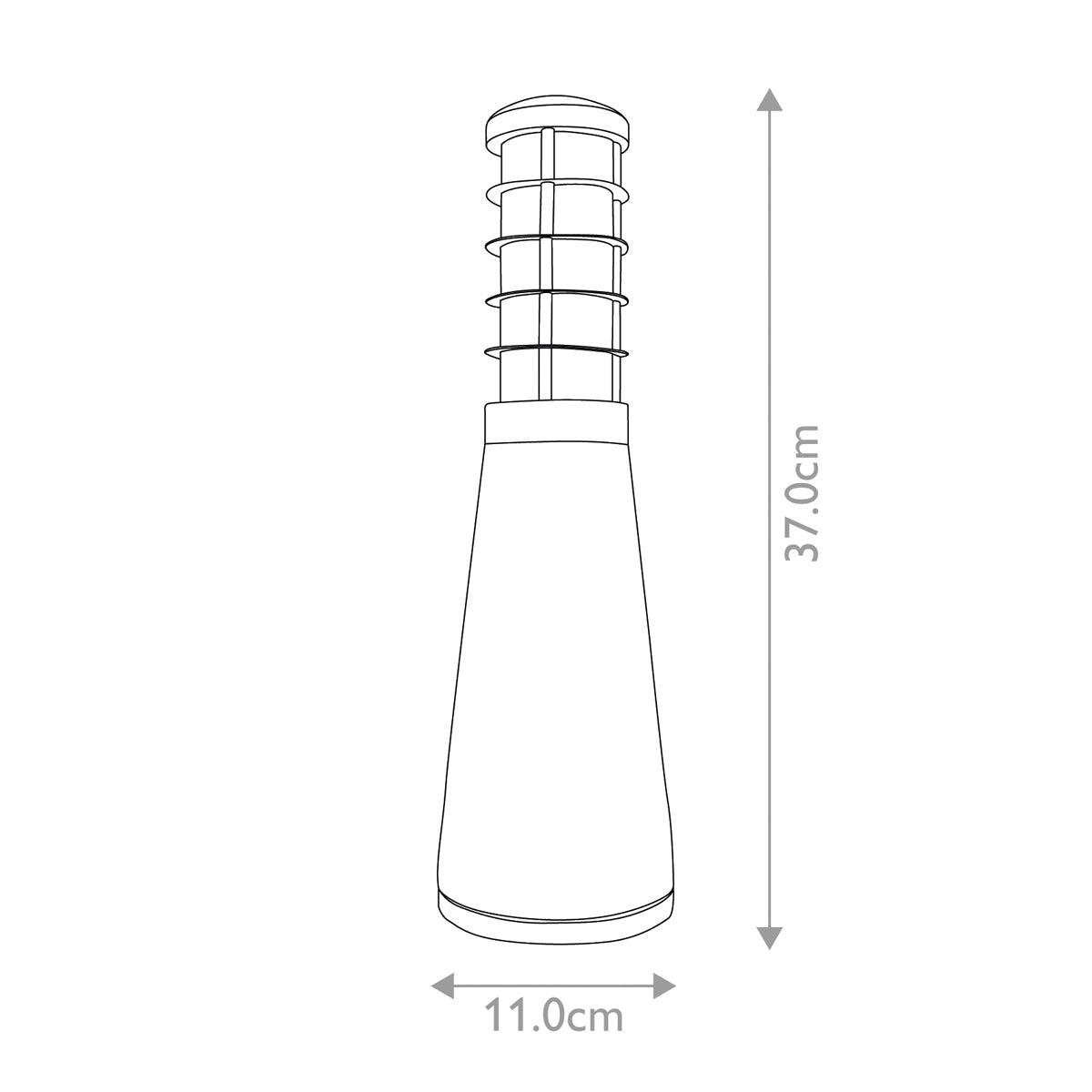 Garden Zone Bollard from the Beta range. Beta Aluminium 4-Ring Bollard - Silver Product Code = GZ-BETA5