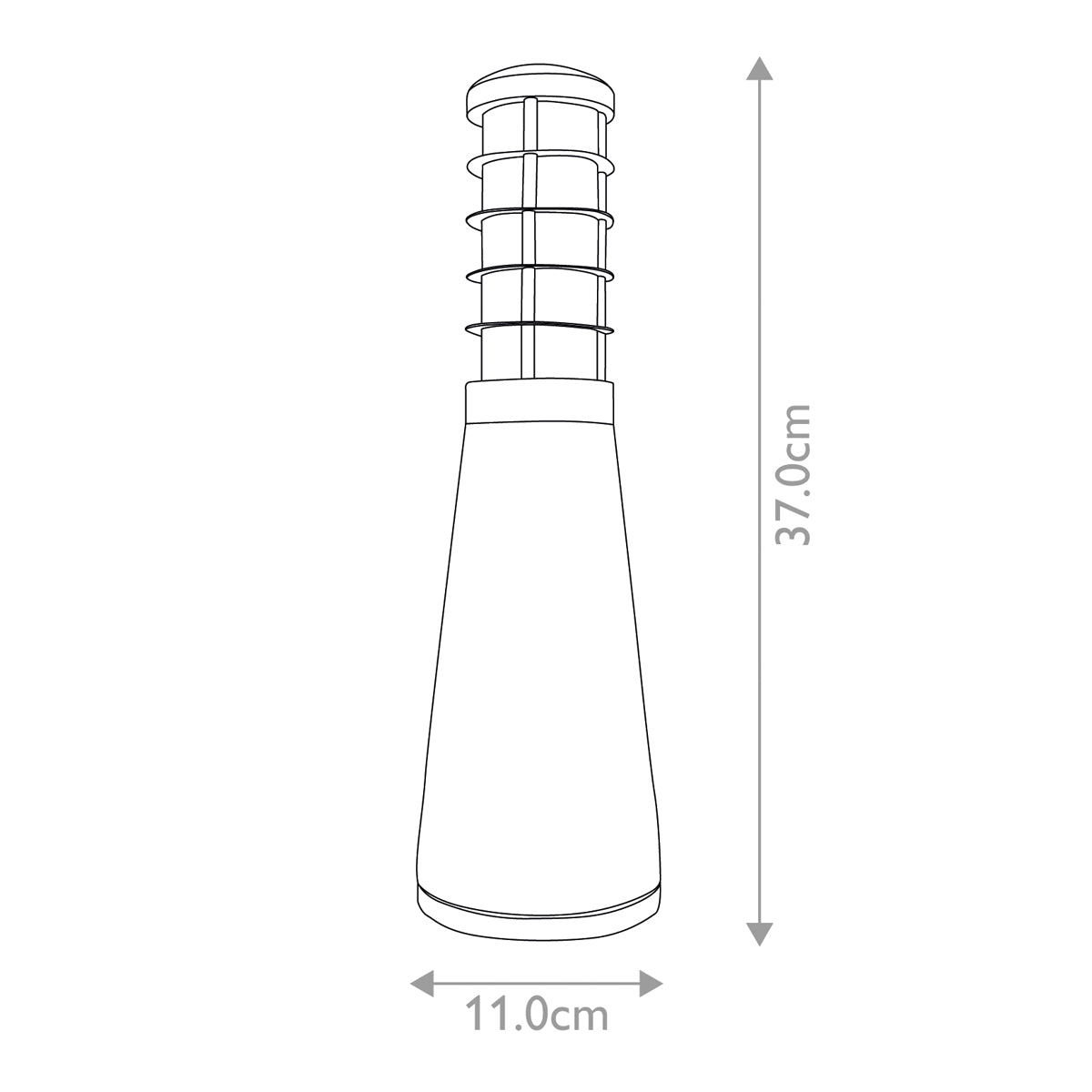 Garden Zone Bollard from the Beta range. Beta Aluminium 4-Ring Bollard - Iron Product Code = GZ-BETA6