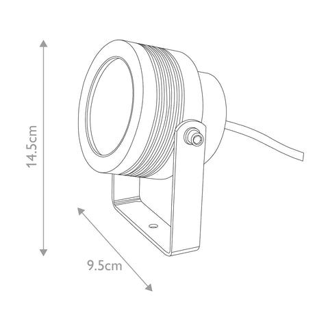 Garden Zone Outdoor Wall Light from the Elite range. Elite Large Spotlight Fitting Product Code = GZ-ELITE5-L