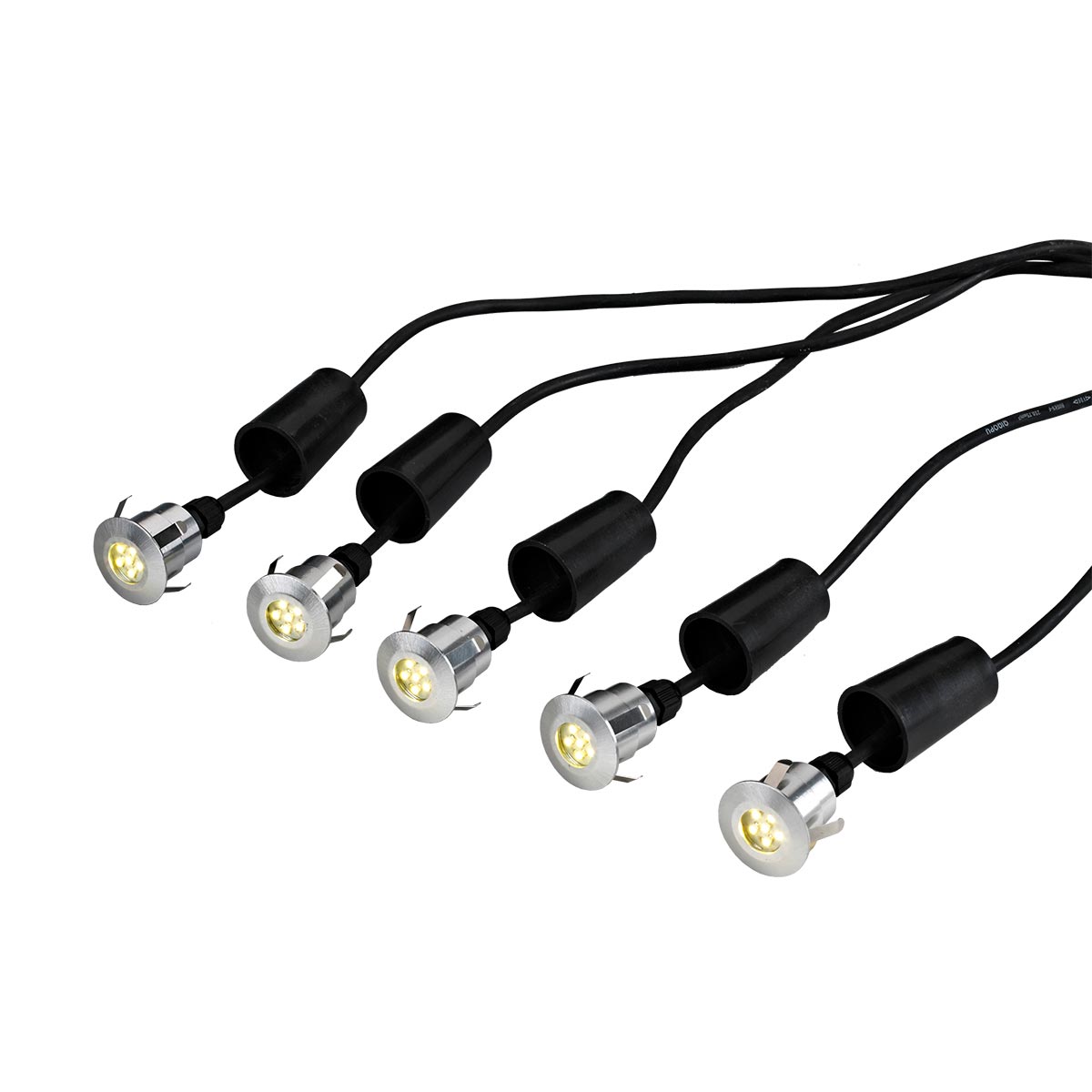 Garden Zone Spot Lights from the Derwent range. Derwent 5 x Deck/garden light with 6m cable and 12V Transformer Product Code = GZCC-DERWENT-5