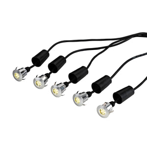 Garden Zone Spot Lights from the Derwent range. Derwent 5 x Deck/garden light with 6m cable and 12V Transformer Product Code = GZCC-DERWENT-5