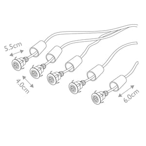 Garden Zone Spot Lights from the Derwent range. Derwent 5 x Deck/garden light with 6m cable and 12V Transformer Product Code = GZCC-DERWENT-5