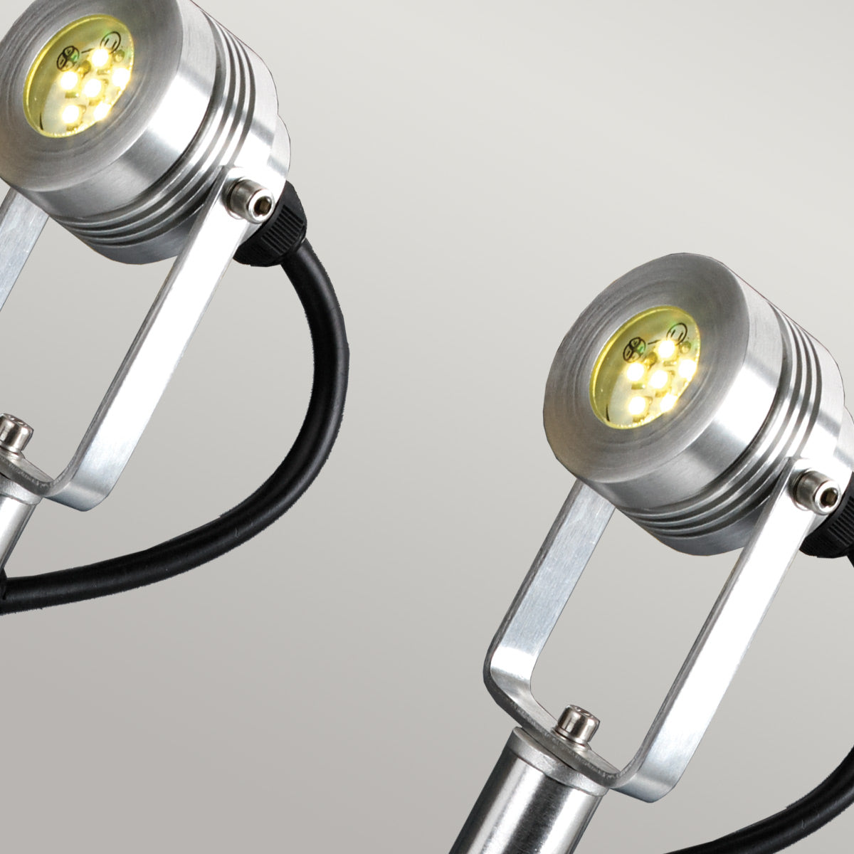 Garden Zone Spot Lights from the Spennymoor range. Spennymoor Starter kit including 3 x 12V Spotlights, 3 x Poles, 6m cable & 12V Transformer Product Code = GZCC-SPENNYMOOR-3P