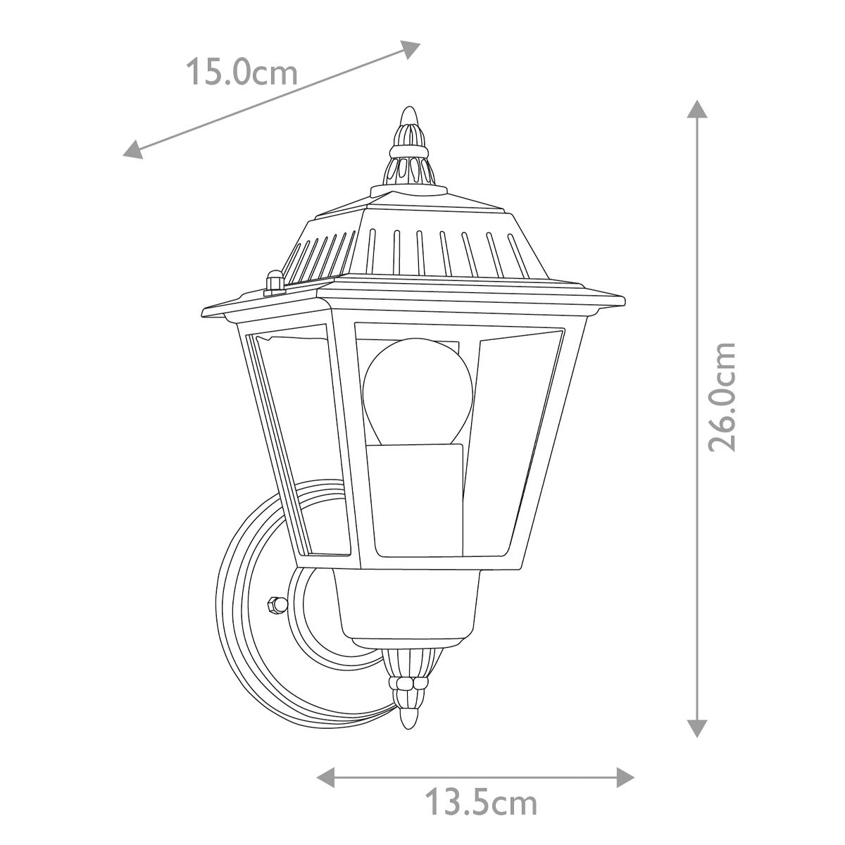 Garden Zone Outdoor Wall Light from the Highnam range. Highnam 1 Light Wall Lantern – SKU GZH-HN1