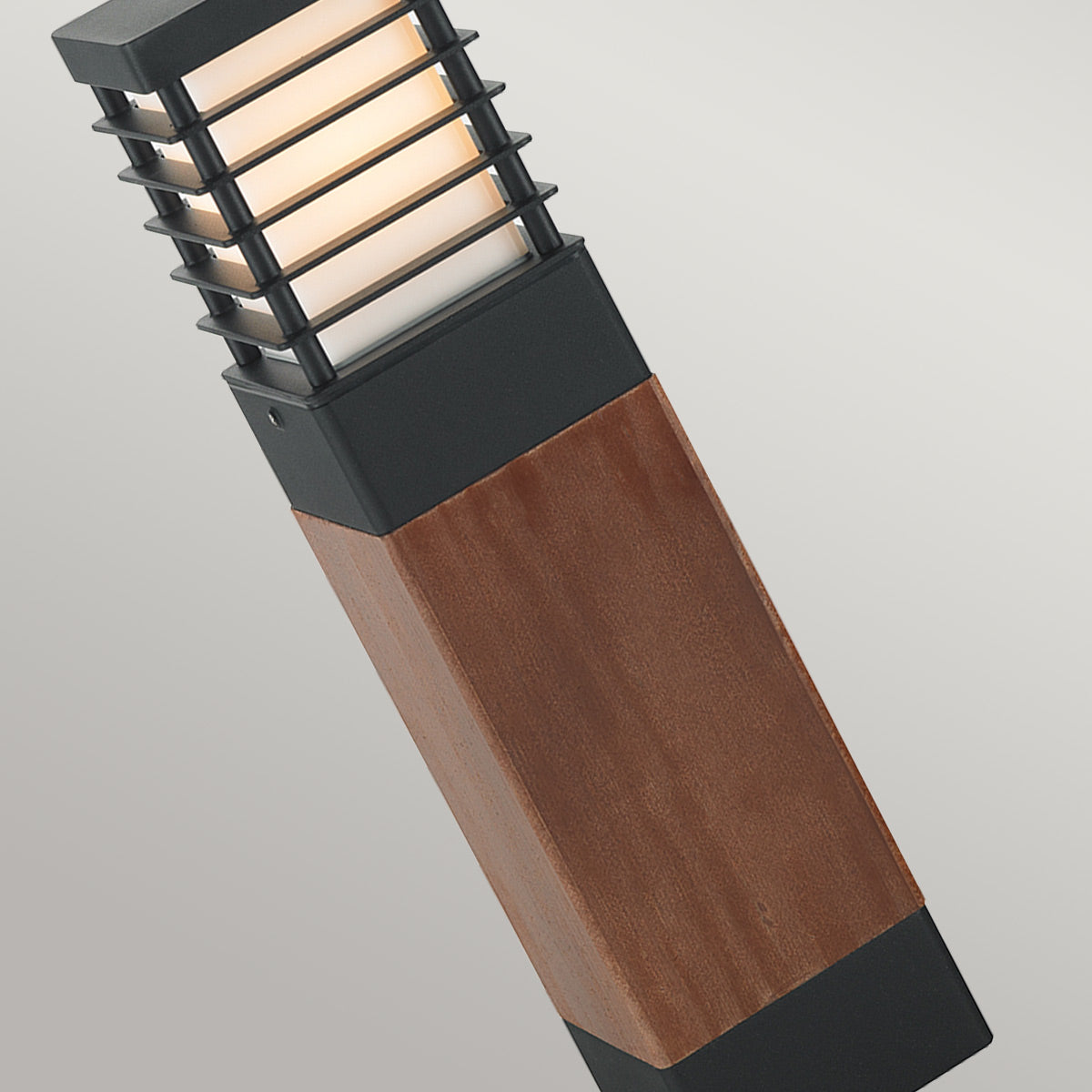 Norlys Halmstad 1 Light Medium Wooden Bollard - Black H-STADSW-M-E27-B