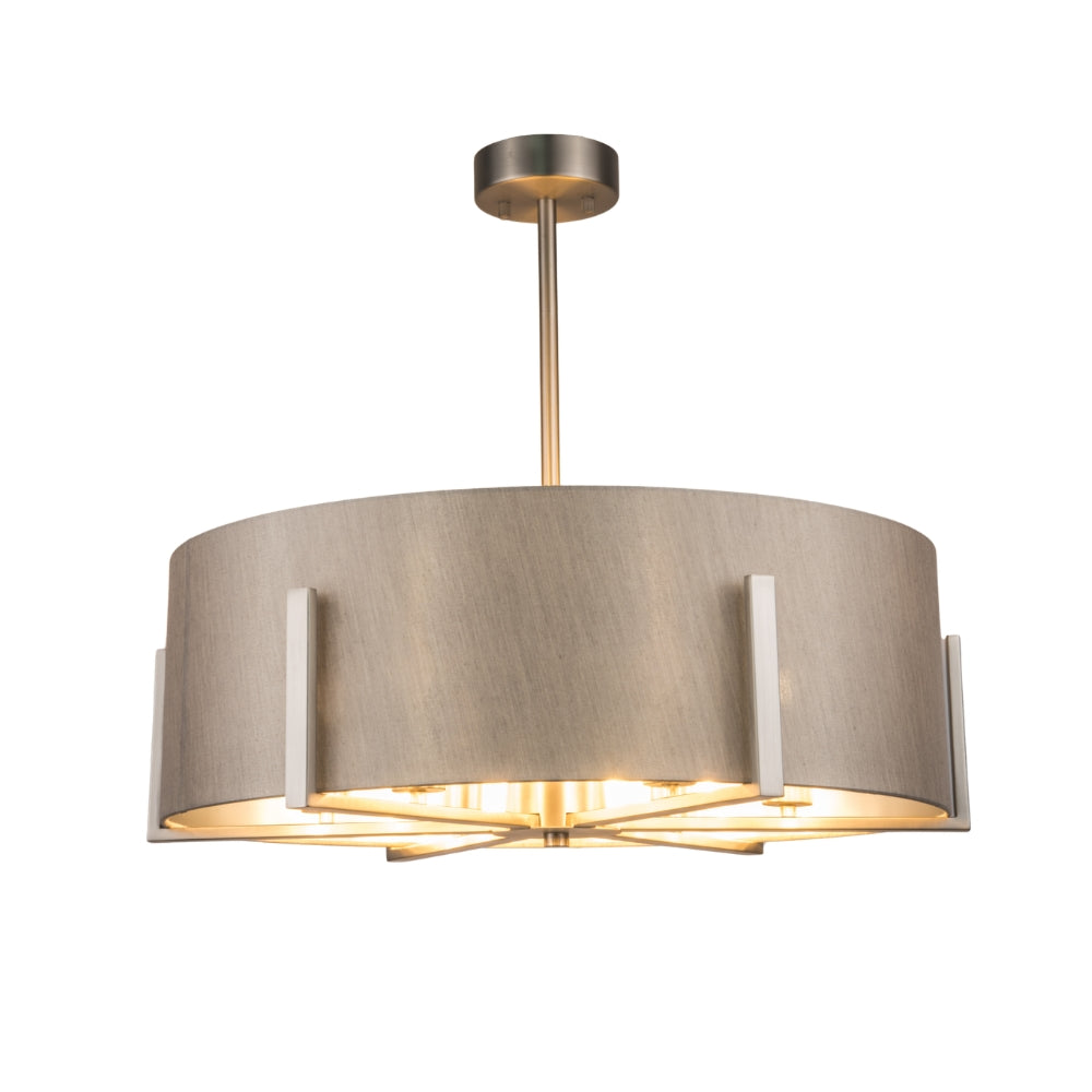 Magnalux HAD06SC Hadden 6 Light Satin Chrome with Taupe Shade Silver Inner product image - Endon Lighting from First Light Direct with great prices and fast UK delivery